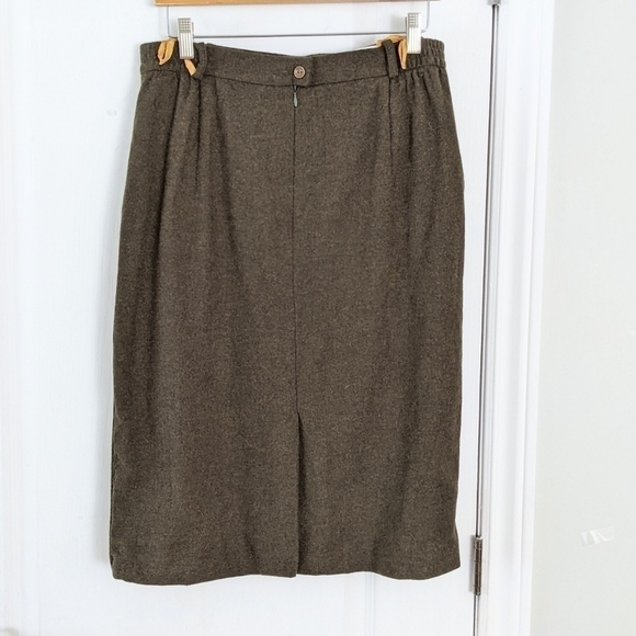 Vintage Behli Tracht wool pencil skirt dark khaki green made in austria size 44 - Picture 2 of 11